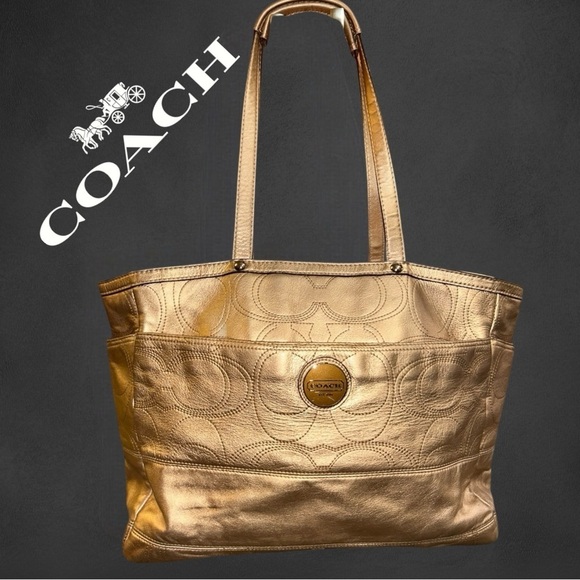 Coach Handbags - COACH Authentic Gold Leather Multifunction Tote Large Overnight Bag F18878